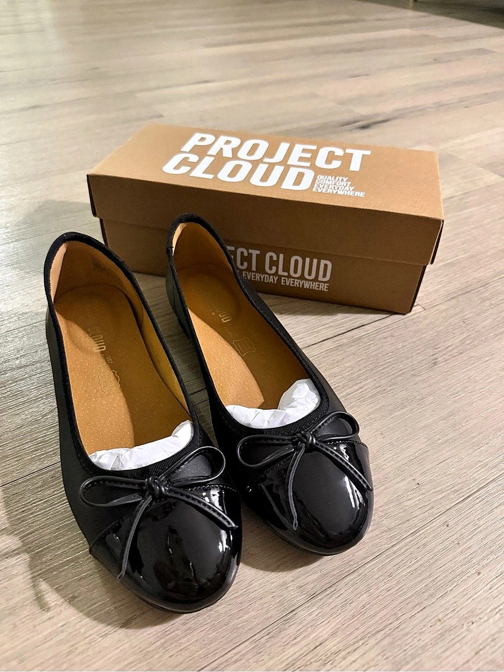 Project Cloud Ashley Black Bow Ballet Flats